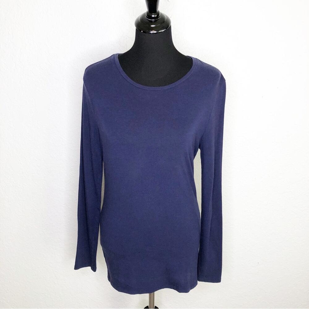 White + Warren dark blue long sleeve knit‎ top size Medium